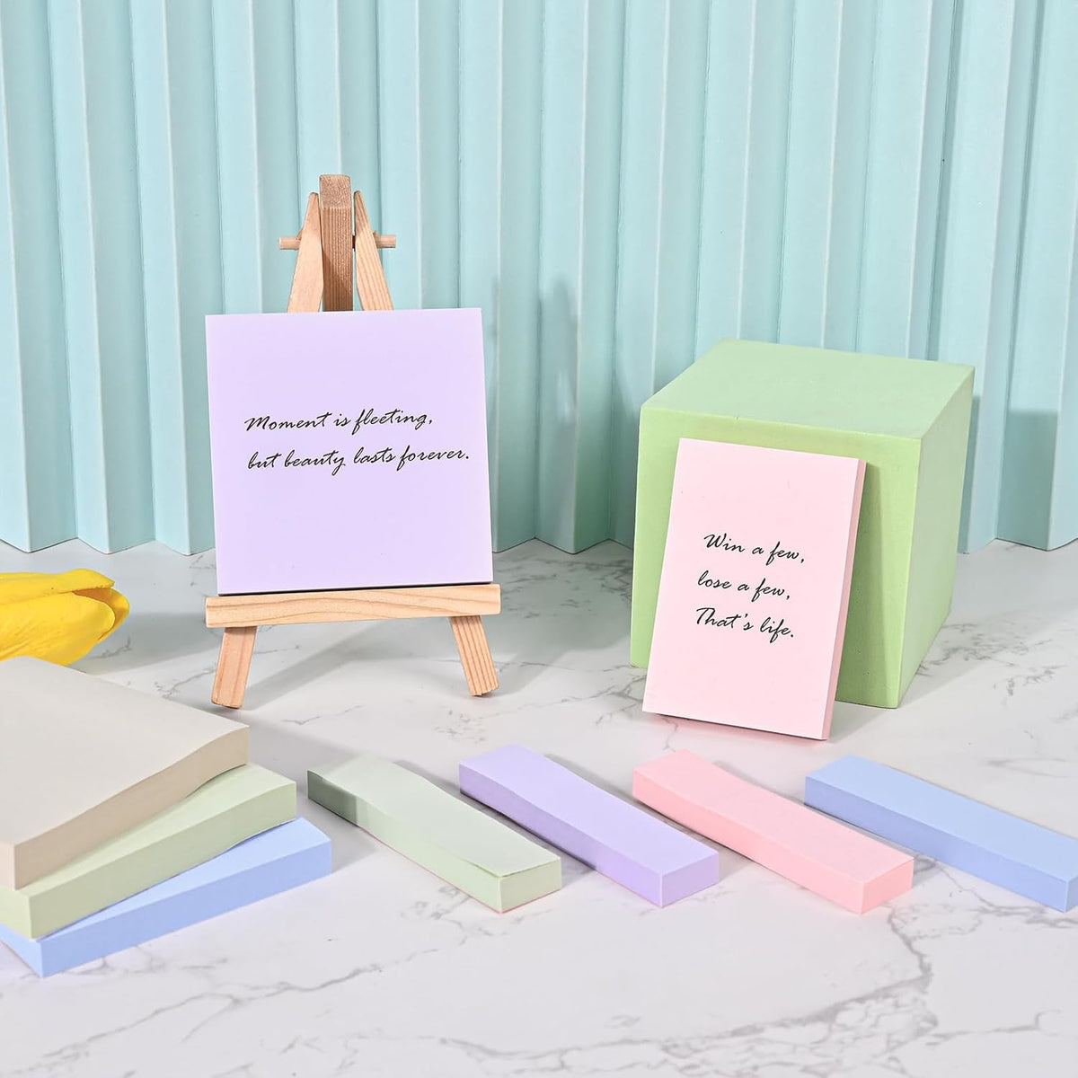 BAYTORY 6 Pads Pastel Sticky Notes, Self-Stick Note (3x3 & 3x2 & 3x0.7 in)