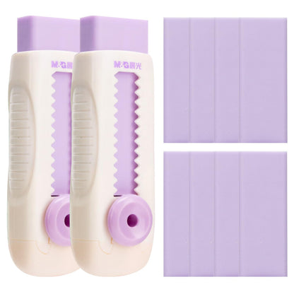 M&G 2+8 Retractable Erasers, Sliding Rubber Eraser Set, Pink Erasers