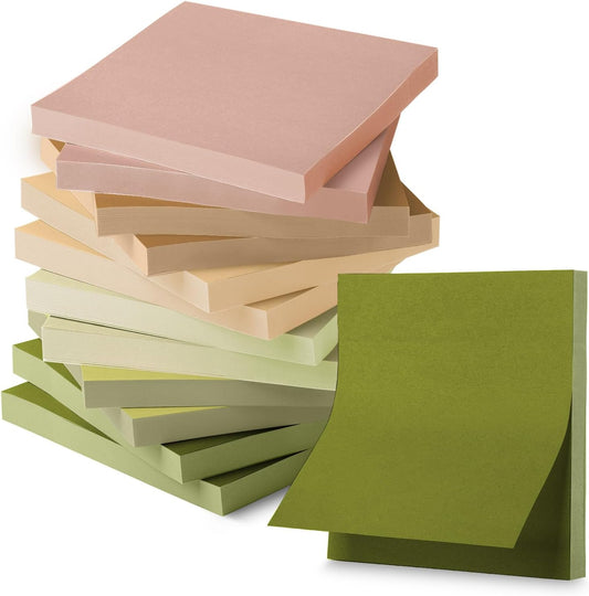 Mr. Pen- Sticky Notes, 3”x3”, 12 Pads, 600 Sheets, Dark and Earthy Colors