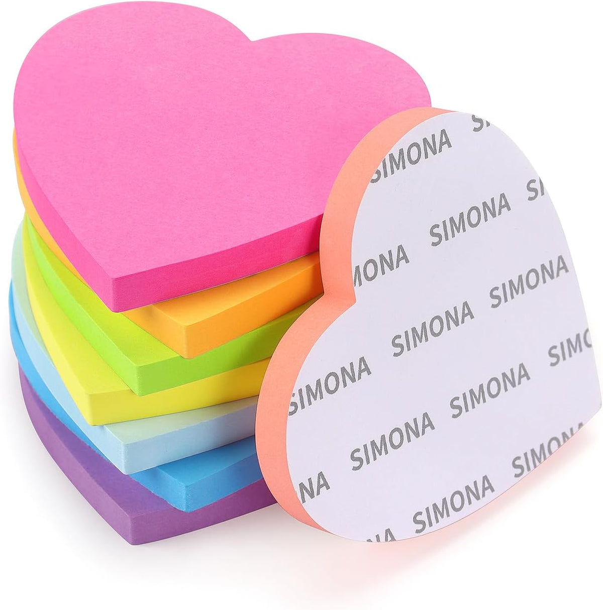 SIMONA Heart Shape Sticky Notes 3x3 in 8 Color Bright Colorful Sticky Pad