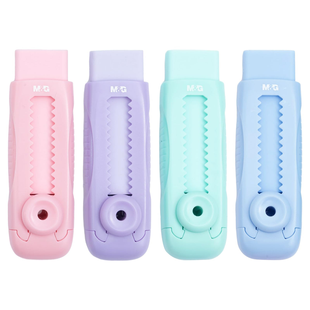 M&G 4+1 Pack Rubber Pink Erasers Sliding Retractable Eraser, Soft Cute Erasers Push Pull Large Pencil Erasers with Plastic Sleeve 4 Refill Eraser for School Students Kids Office Home Supplies
