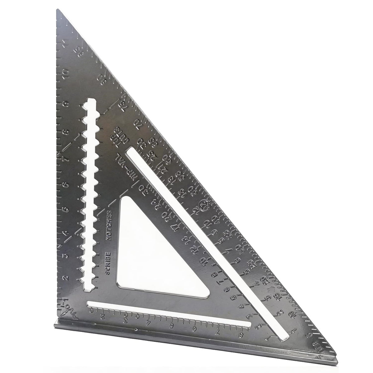 7 Inch Aluminum Rafter Square - Double-Sided Engraved Scales, Precision Carpentry Tool for Woodworking, Roof Pitch & Angle Marking