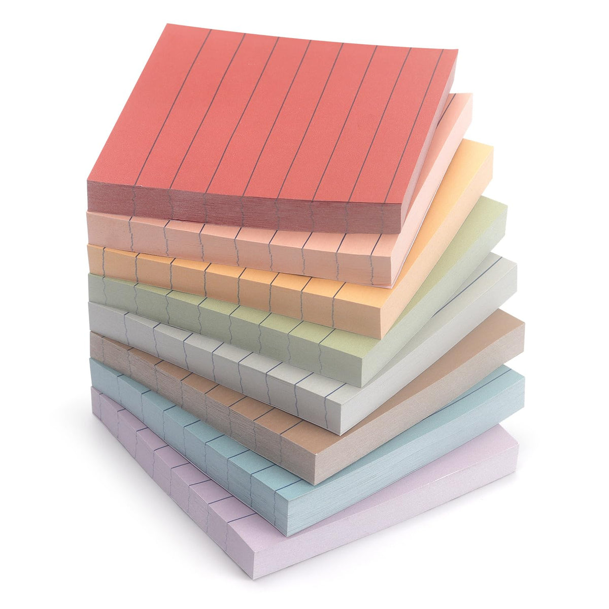 Lined Sticky Notes, 4x6 in, 8 Pack, Light Colors, Self-Adhesive Notepads