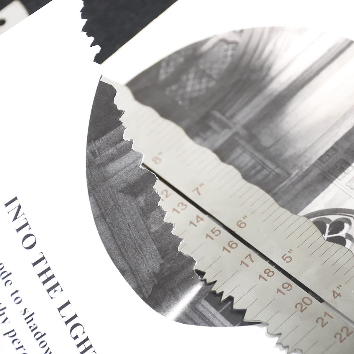 Metal Irregular Edges Ruler for Paper Tearing, 12" Measuring Tool
