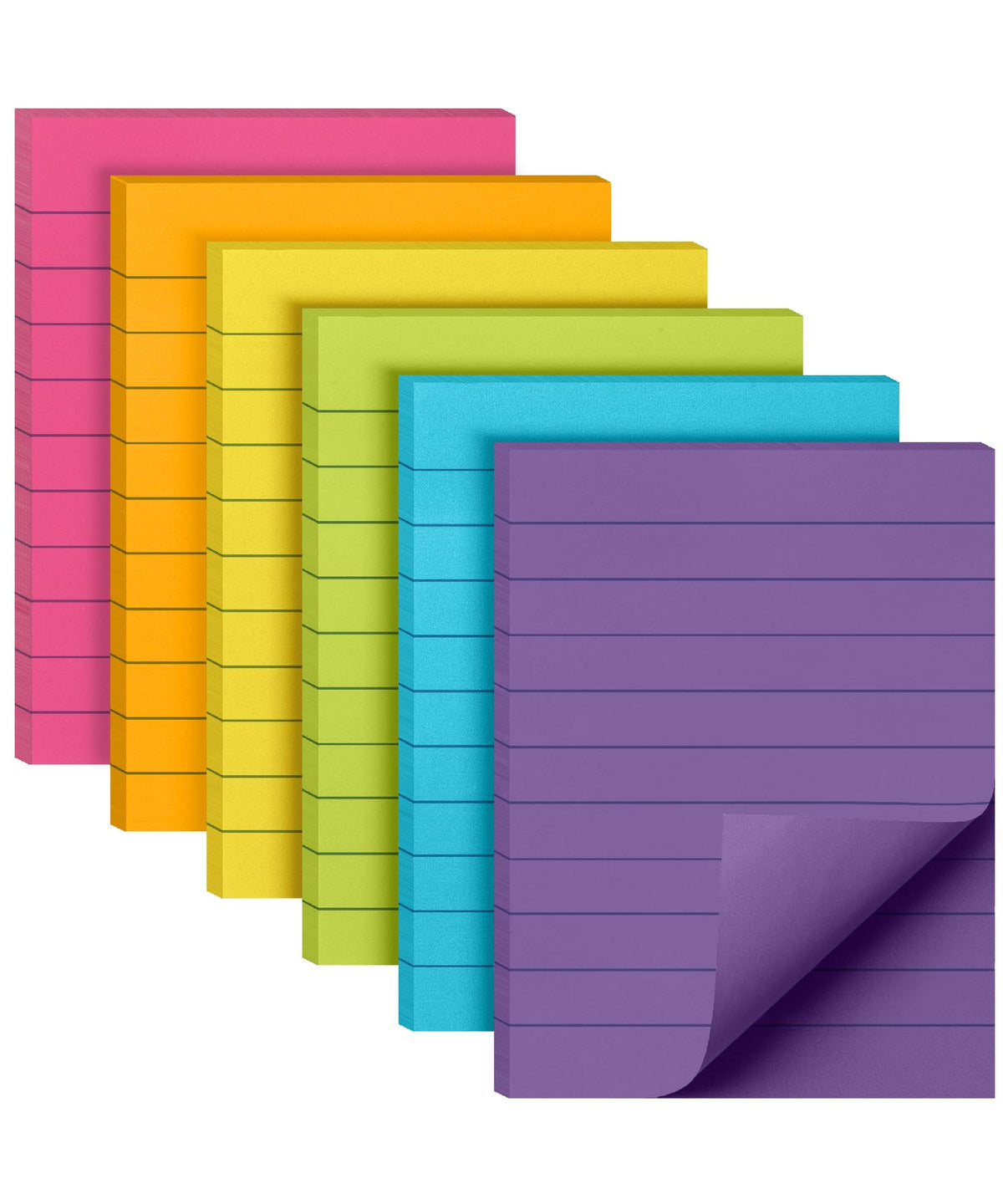 Mr. Pen- Lined Sticky Notes, 3" x 3", 6 Pads, 45 Sheets/Pad