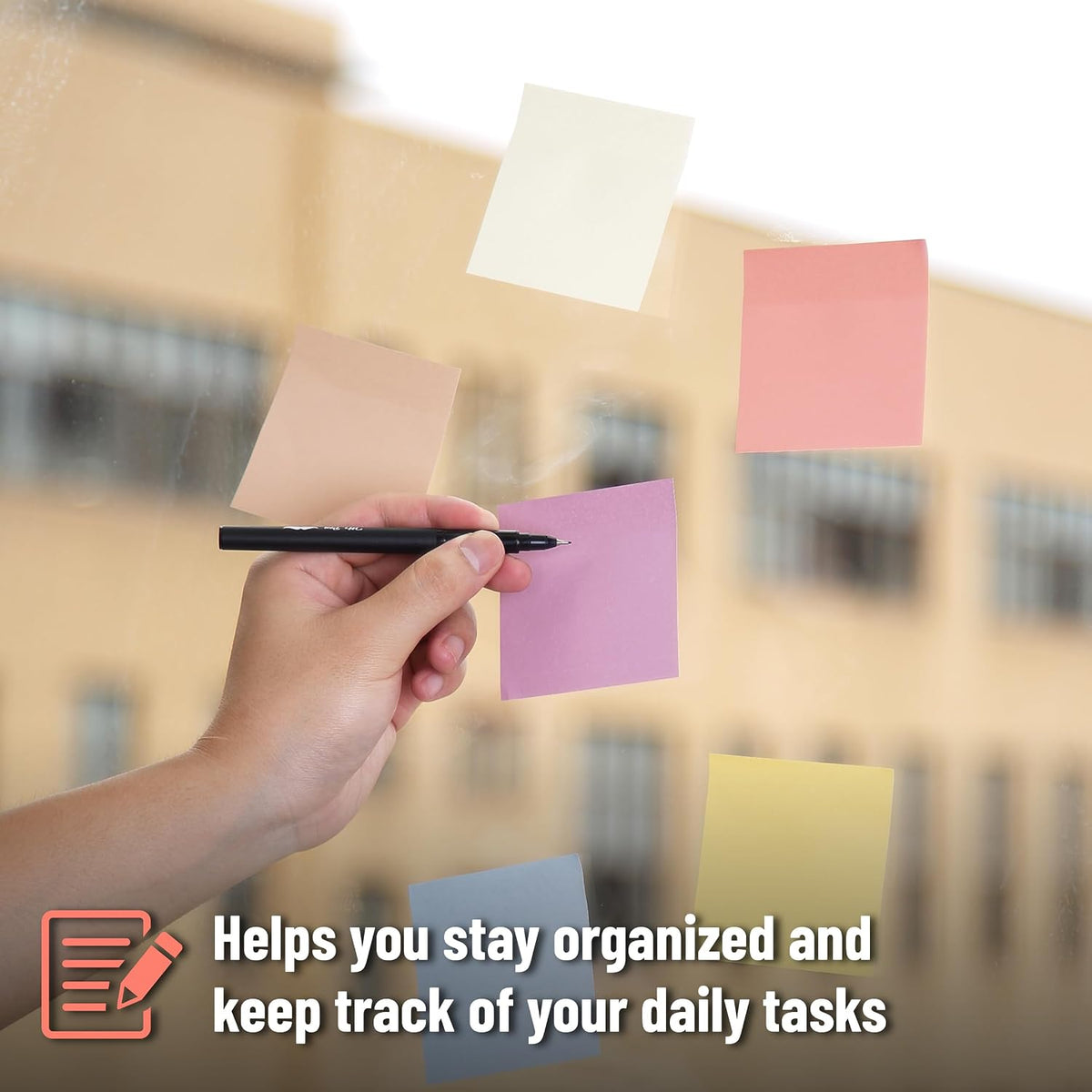 Mr. Pen- Sticky Notes, 3"x3", 12 Pads, 600 Sheets, Sunlit Sands