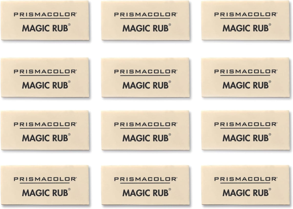 Prismacolor Premier Magic Rub Vinyl Erasers, 12 Count - For Drafting, Sketching, Fine Art, School Supplies