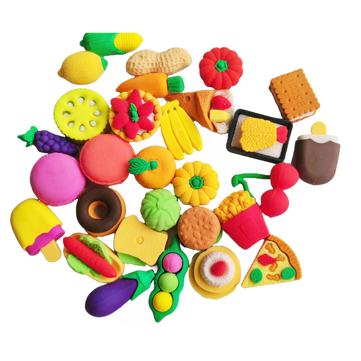 23PCS Big Fun Cute Animal Fruit Pencil Erasers for Kids Bulk