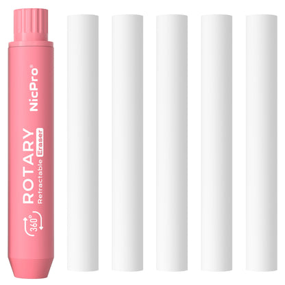 Nicpro 6 Pack Rotary Retractable Erasers, Soft TPE Rubber Twist Eraser