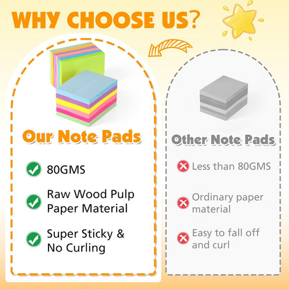 (60 Pack) Sticky Notes 1.5x2 in, 12 Bright Colors Self-Stick Note Pads