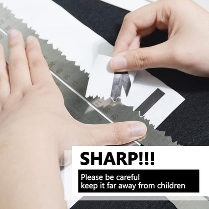 Metal Irregular Edges Ruler for Paper Tearing, 12" Measuring Tool