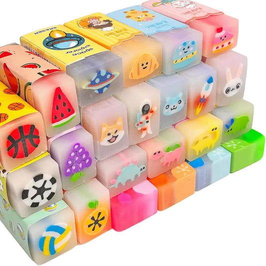 23PCS Big Fun Cute Animal Fruit Pencil Erasers for Kids Bulk