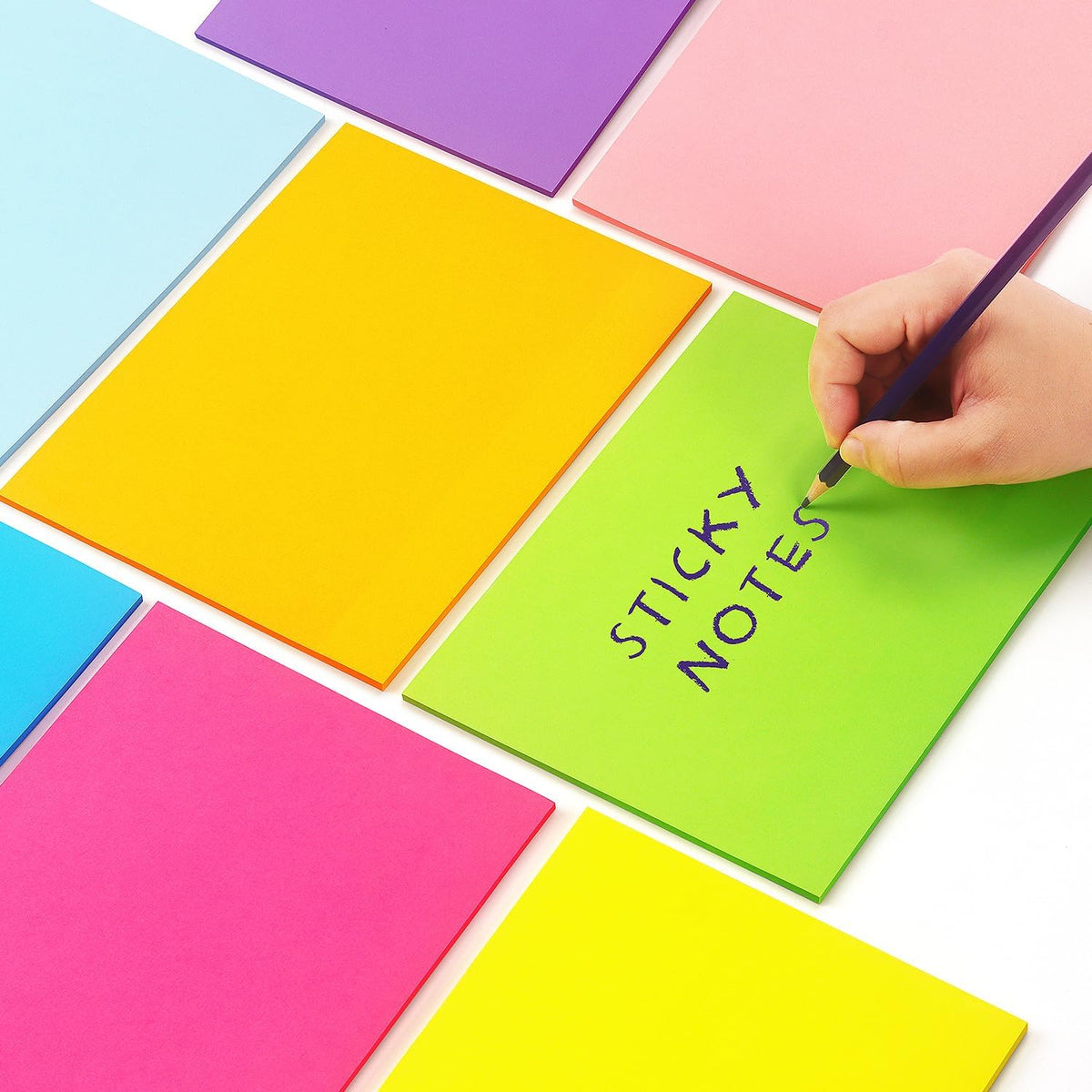 Sticky Notes 8x6 inch, 8 Pads, Bright Colors Self-Stick Pads, 280 Sheets