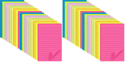 (18 Pads) Lined Sticky Notes 4x6 in Post, 9 Bright Colors