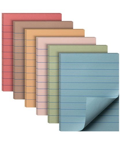 Mr. Pen- Lined Sticky Notes, 3" x 3", 6 Pads, 45 Sheets/Pad