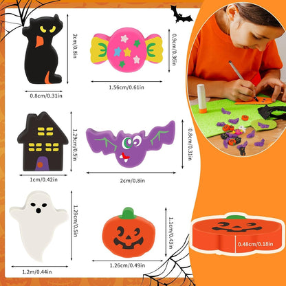 JUNEBRUSHS 300 Pcs Halloween Mini Erasers, Cute Bat Pumpkin Erasers Bulk