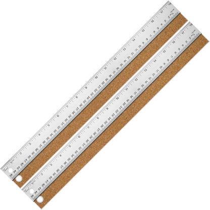 12 Inch Metal Ruler with Cork Backing, Imperial & Metric Markings