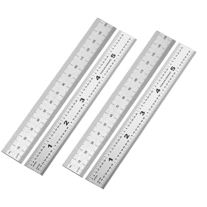 6 Inch Machinist Ruler, 4-Pack Stainless Steel Precision Scale Ruler with Inch/Metric Etched Markings, Dual Side Measuring Rule for Engineers, Drafting, Woodworking