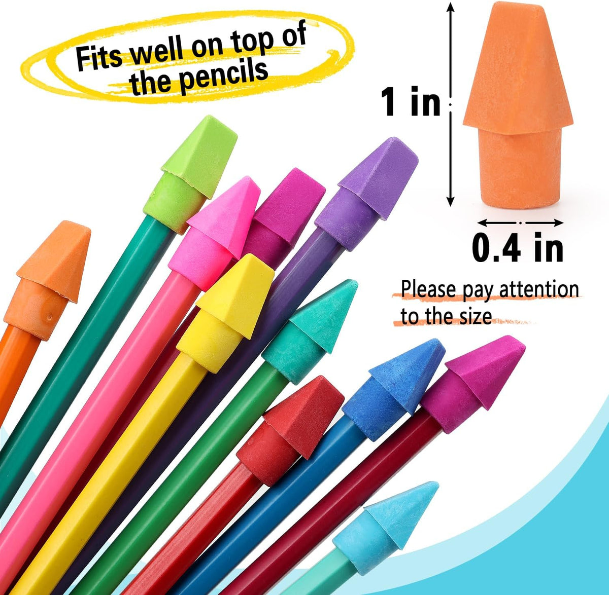 ZZTX 120 Pack Pencil Top Erasers 10 Assorted Colors