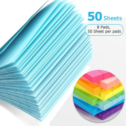 Eastern Wolf Lined Sticky Notes, 4x4in, 8 Bright Colors Pads, 50 Sheets/Pad