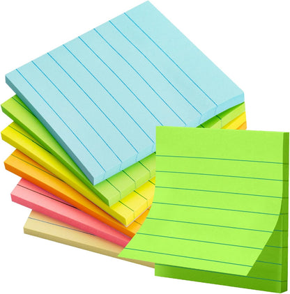 Mr. Pen- Lined Sticky Notes, 3" x 3", 6 Pads, 45 Sheets/Pad