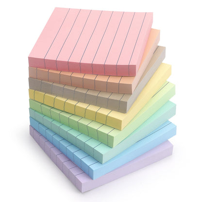 Lined Sticky Notes, 4x6 in, 8 Pack, Light Colors, Self-Adhesive Notepads
