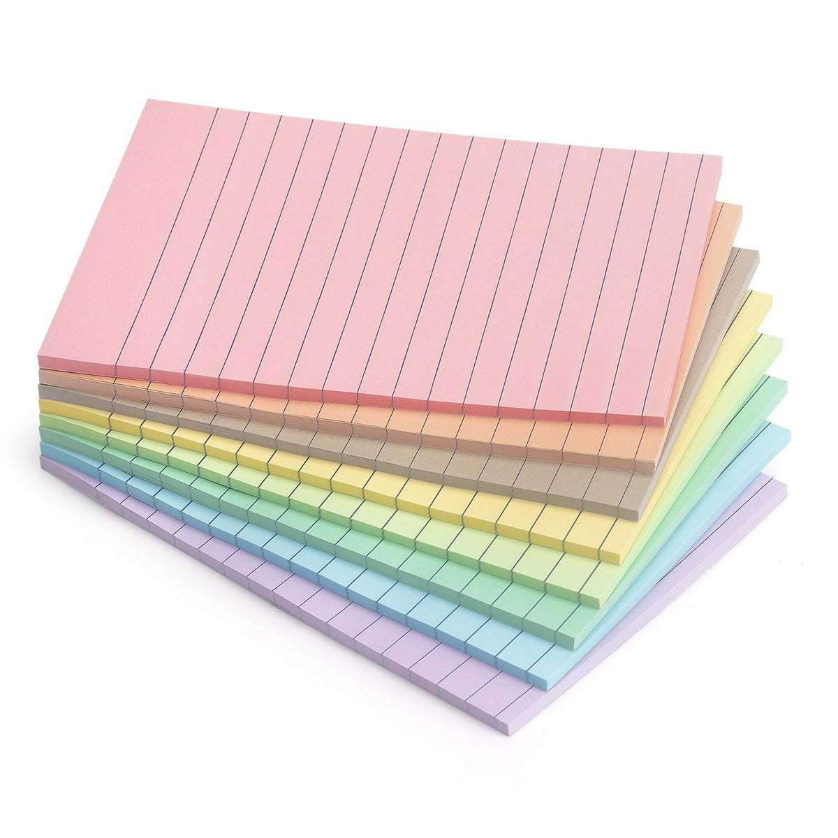 Lined Sticky Notes, 4x6 in, 8 Pack, Light Colors, Self-Adhesive Notepads