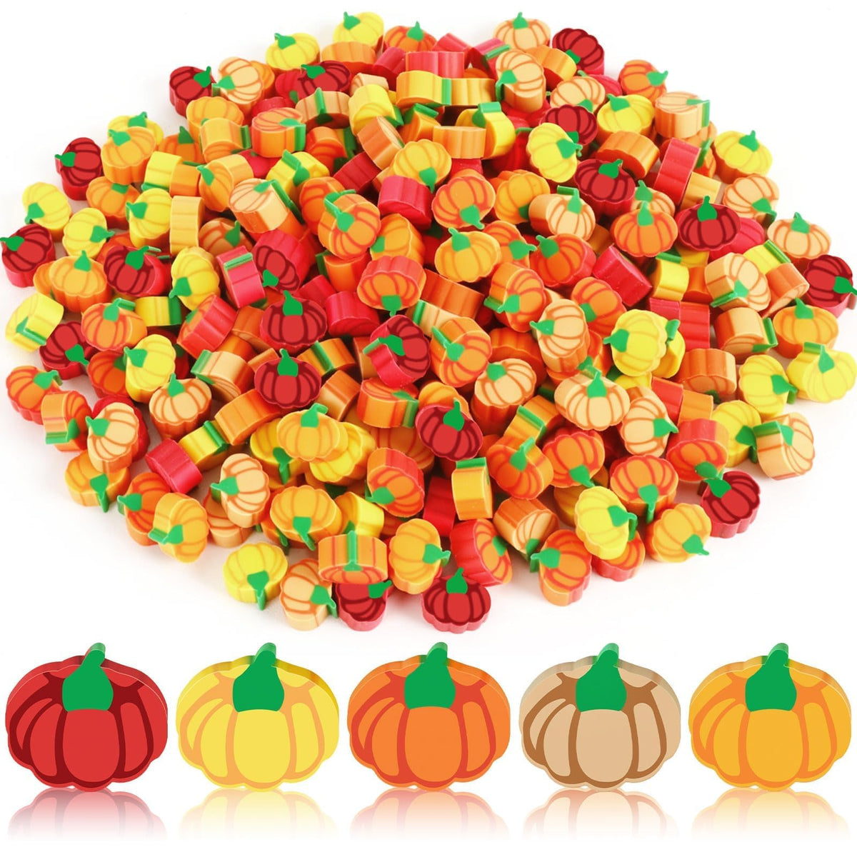 JUNEBRUSHS 300 Pcs Halloween Mini Erasers, Cute Bat Pumpkin Erasers Bulk