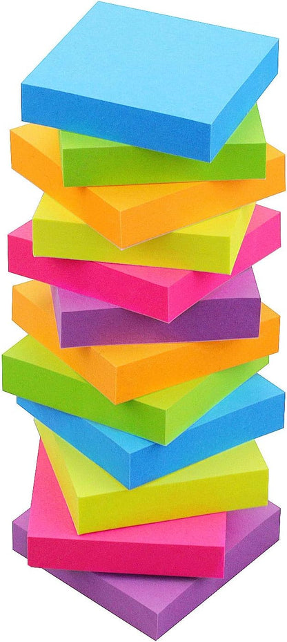 SIMONA Sticky Notes 2x2 Inch, Sticky Pads 6 Colors 12 Pads 1200 Sheets
