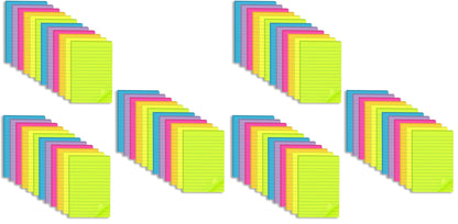 (6 Pack) Lined Sticky Notes 4x6 in,Bright Large Notepads with Lines