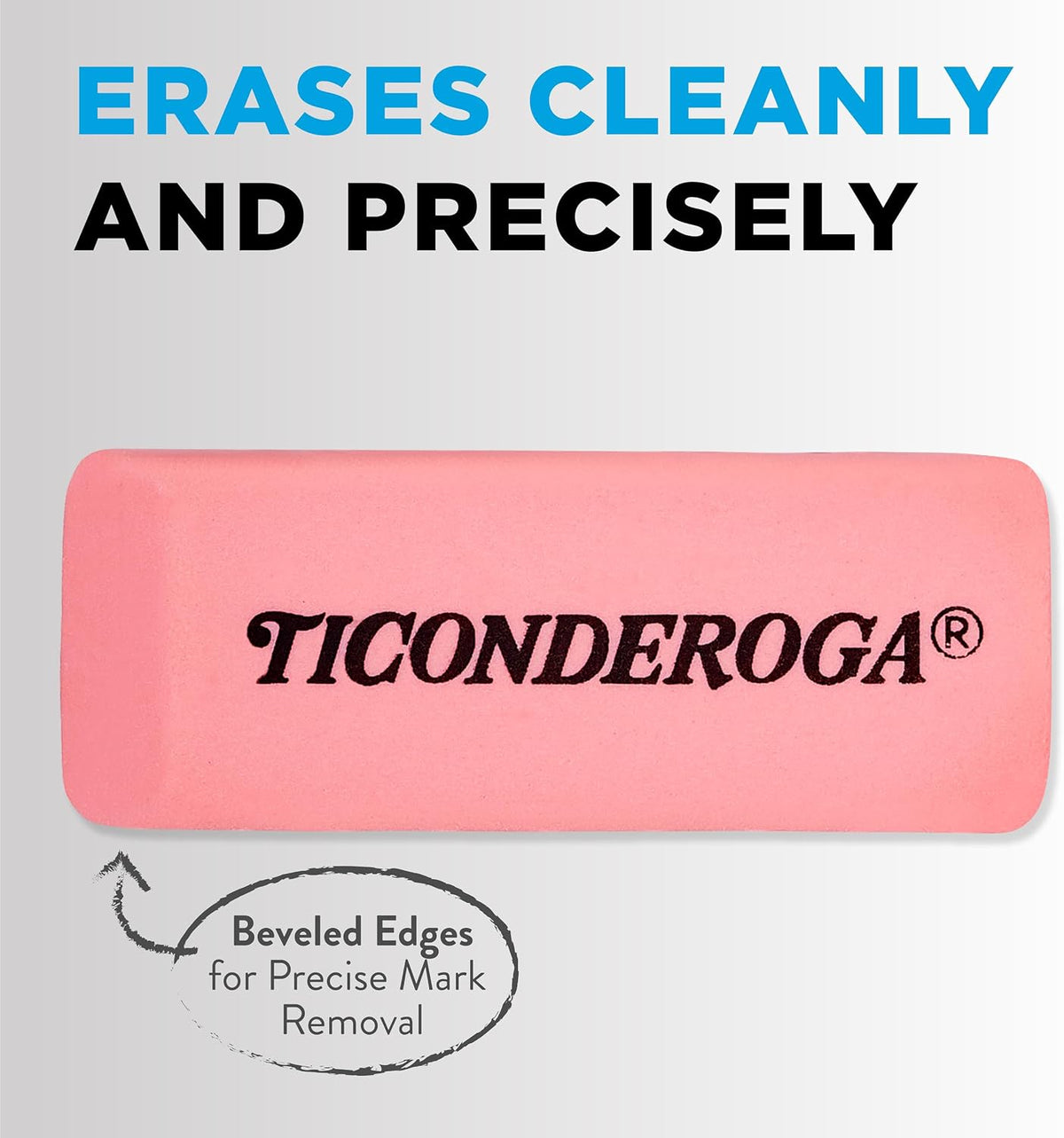 Ticonderoga Wedge Erasers, Pink, 5/Pack