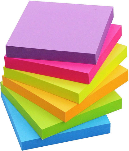 SIMONA Sticky Notes 2x2 Inch, Sticky Pads 6 Colors 12 Pads 1200 Sheets