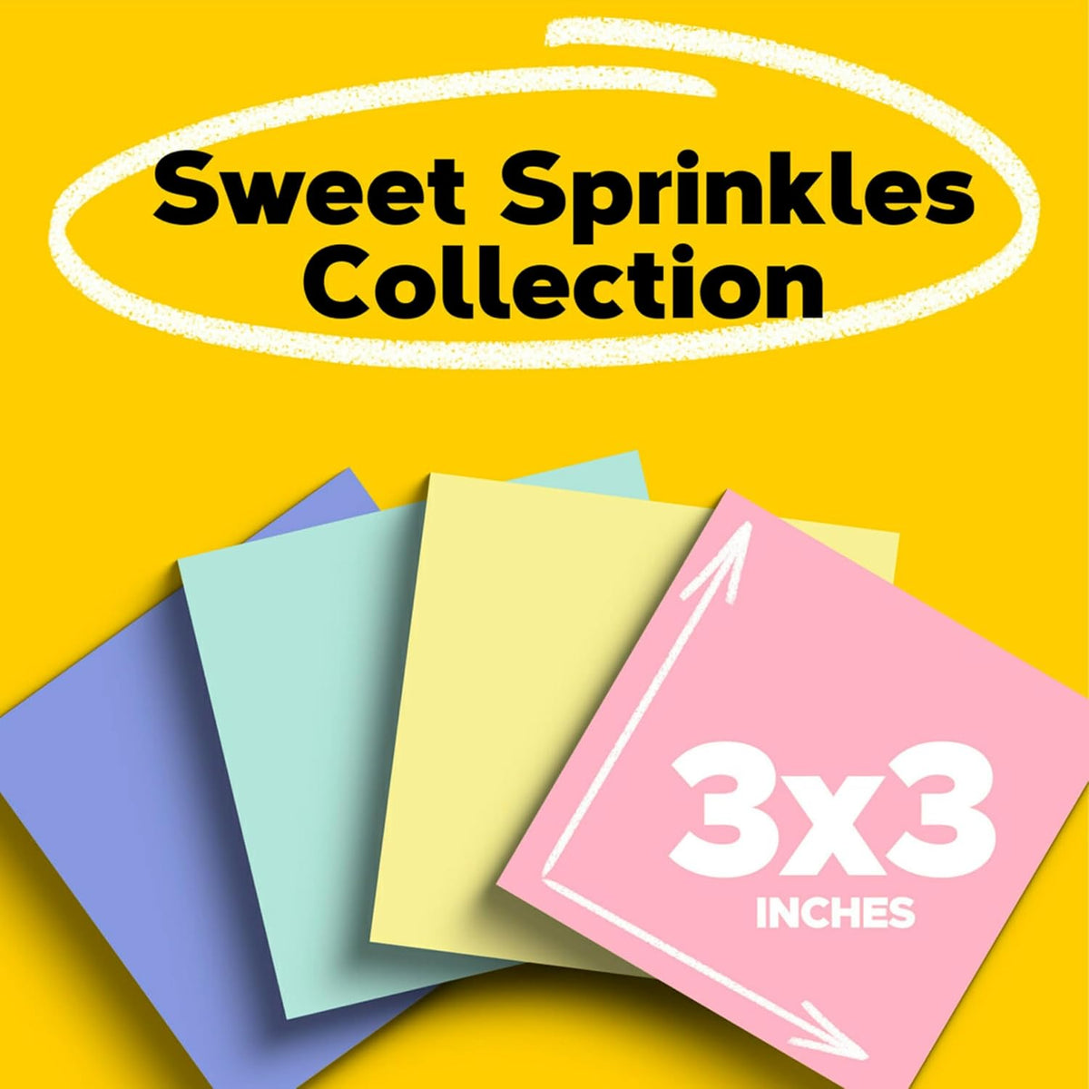 Post-it Greener Notes, 3x3 in, 24 Pads, America's #1 Favorite Sticky Notes, Sweet Sprinkles Collection, Pastel Colors, Clean Removal, 100% Recycled Material (654R-24CP-AP)
