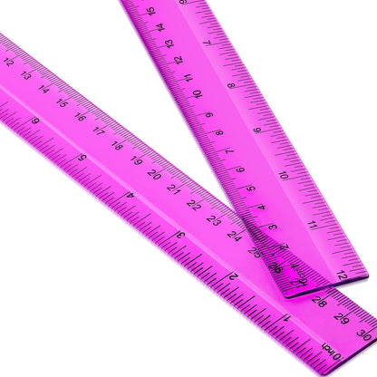 EBOOT 2 Pack Plastic Ruler Straight Clear Measuring Tool, Green, 12 Inch