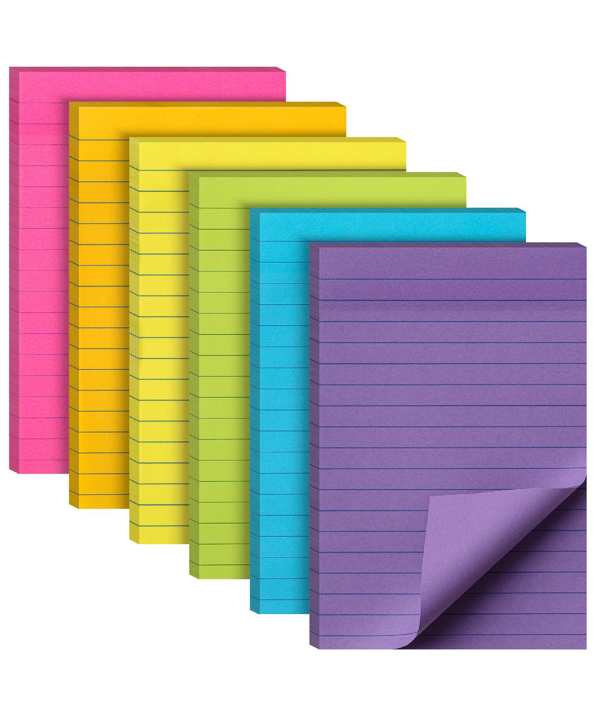 Mr. Pen- Lined Sticky Notes, 3" x 3", 6 Pads, 45 Sheets/Pad