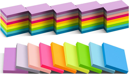 (54 Pads) 9 Bright Colors Sticky Notes 1.5x2in, Suitable for School, Office