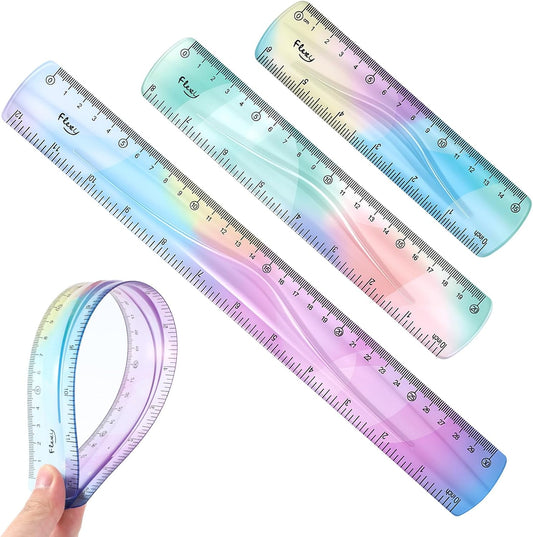 3 Pcs Flexible Ruler 6Inch 8Inch 12Inch Soft Plastic Ruler