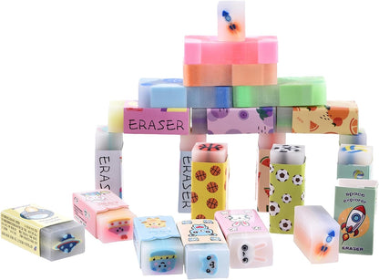 23PCS Big Fun Cute Animal Fruit Pencil Erasers for Kids Bulk