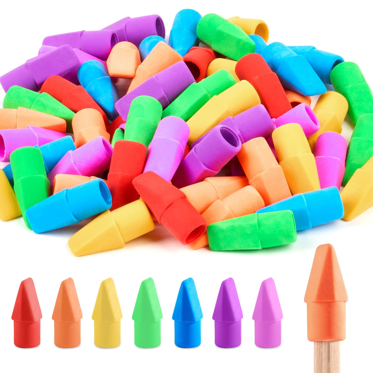 Sooez 120 Pack Pencil Top Erasers Bulk, Cap Erasers Toppers for Pencils