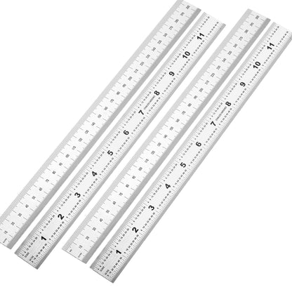 6 Inch Machinist Ruler, 4-Pack Stainless Steel Precision Scale Ruler with Inch/Metric Etched Markings, Dual Side Measuring Rule for Engineers, Drafting, Woodworking