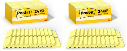 Post-it Notes, 1.38 x 1.88 in, The Iconic Canary Yellow Note, 24 Pads