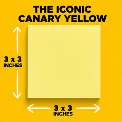 Post-it Sticky Notes 654, Canary Yellow, 3x3 in, 2 Pack, 24 Pads