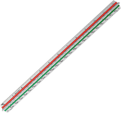 1 Pack 12" Architectural Scale Ruler Triangular Ruler, Color-Coded