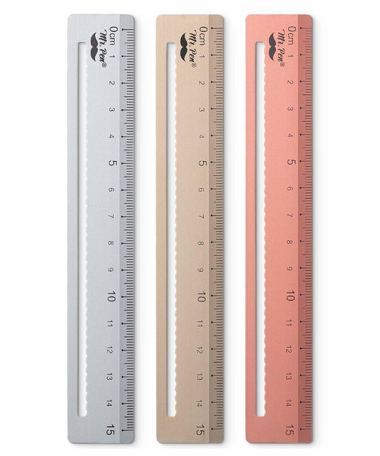 Mr. Pen- Metal Rulers, 3 pcs, 15cm, Silver, Gold, Rose Gold