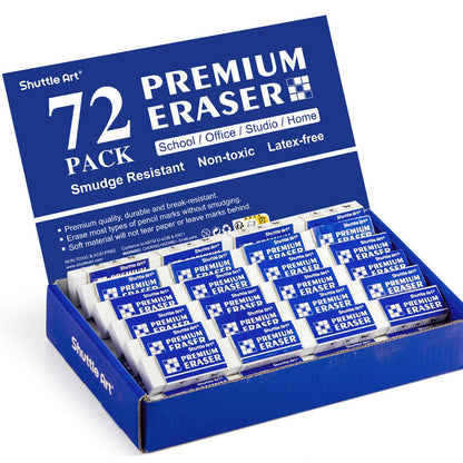 Erasers, Shuttle Art 144 Pack Premium Eraser Bulk, White Erasers Classroom Set for Kids Teachers as School and Office Supplies