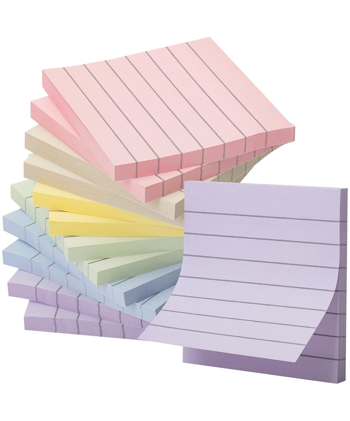 Mr. Pen- Lined Sticky Notes, 3" x 3", 6 Pads, 45 Sheets/Pad