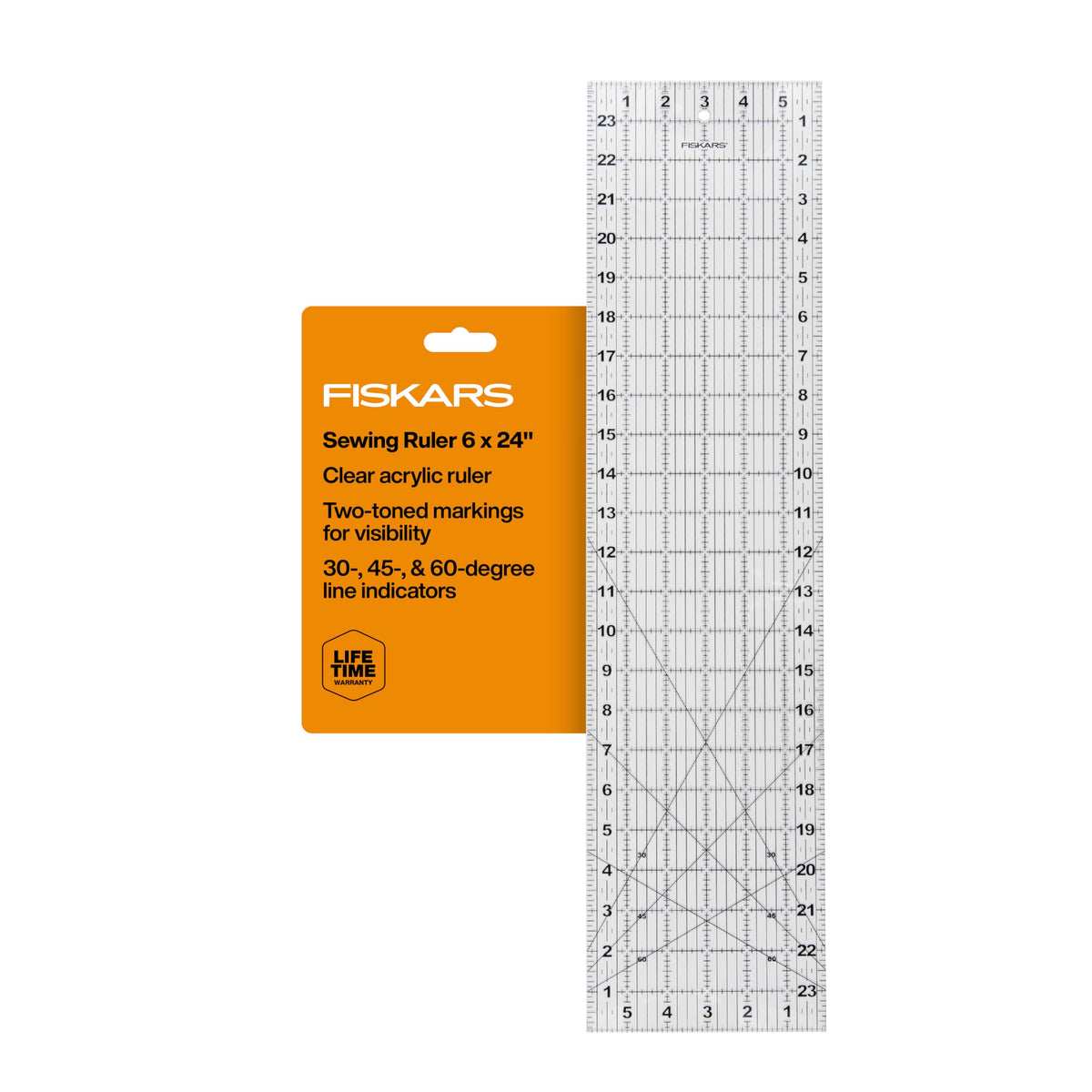 Fiskars 6" x 24" 2-in-1 Rotary Cutter for Fabric & Sewing Ruler