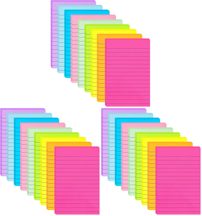 HQCME 9 Pads Lined Sticky Notes 4x6 in, Bright Large Notepads with Lines