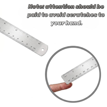 Unjoo Stainless Steel Ruler 4-Pack, 6", 8", 12",16" (15cm,20cm,30cm,40cm)