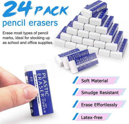 Tamaki Erasers, Large, White, 24 Pack